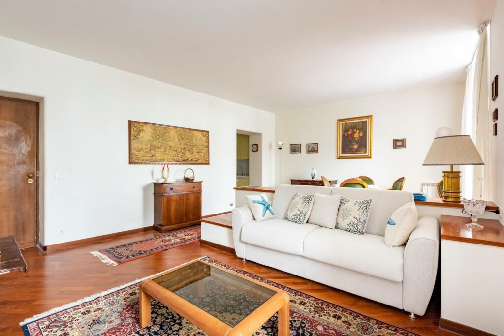 Sunny living room and sea view, with fine furniture and sofa bed